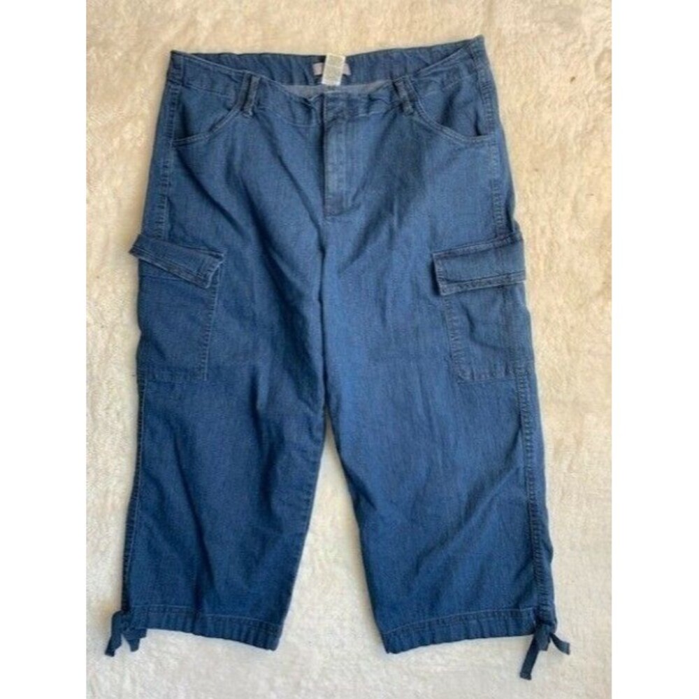 Laura Scott Womens Capri Jeans Size 12 Stretch High Rise Medium Wash